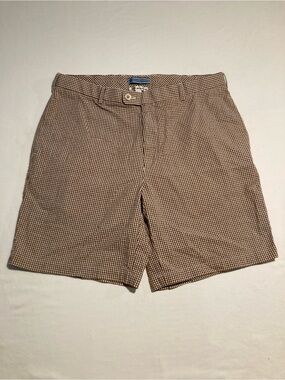 Peter Millar Men's Brown Checkered Casual Shorts Size